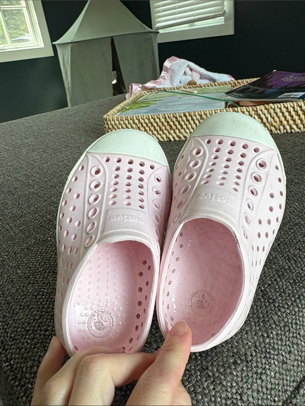 Native Kids Water Shoe Slip-On in Pale Pink with White Sole